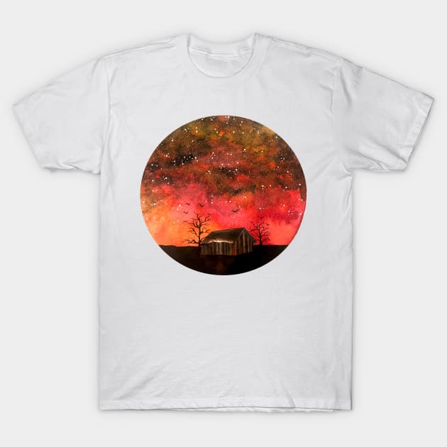 Red Starry Skies T-Shirt by amyliafaizalart